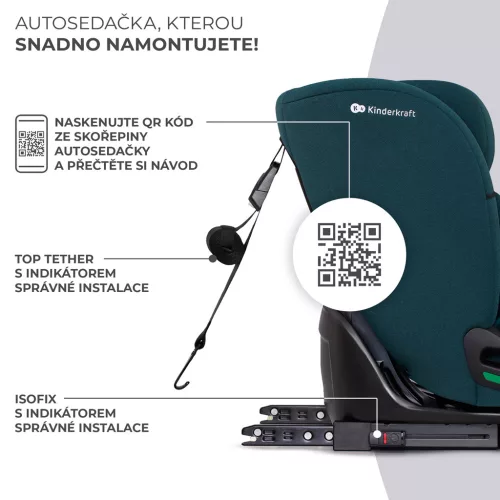 KINDERKRAFT Autósülés Oneto3 i-Size 76-150cm + Isofix Harbor kék