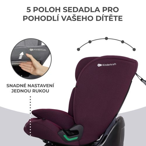 KINDERKRAFT Autósülés Oneto3 i-Size 76-150cm + Isofix Cherry pearl