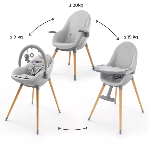 KINDERKRAFT Etetőszék és hintaszék Fini Up 2 az 1-ben Szürke