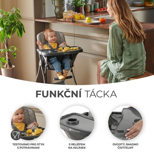 KINDERKRAFT Etetőszék Foldee Grey