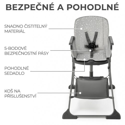 KINDERKRAFT Etetőszék Foldee Grey