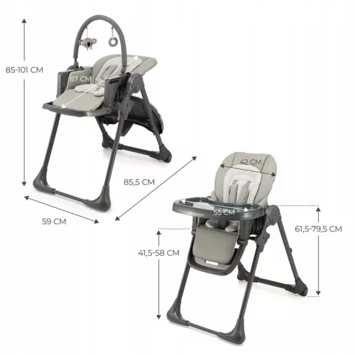 KINDERKRAFT Etetőszék Tummie szürke