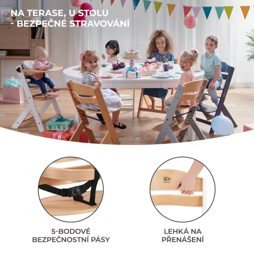 KINDERKRAFT Etetőszék Enock Grey wooden, Premium