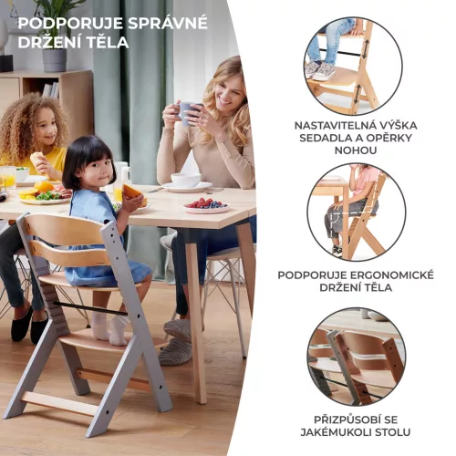 KINDERKRAFT Etetőszék Enock White wooden