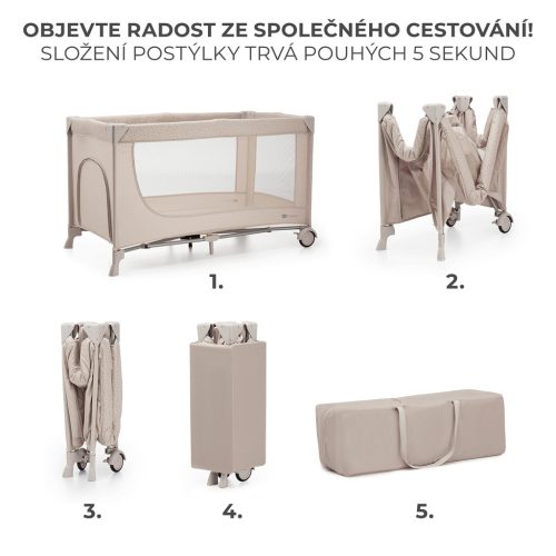 KINDERKRAFT Utazóágy Joy 2 Beige