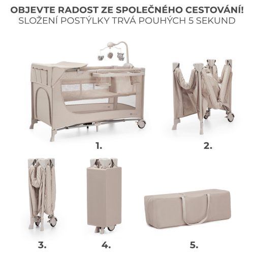 KINDERKRAFT Utazóágy Joy 2 kiegészítőkkel Beige