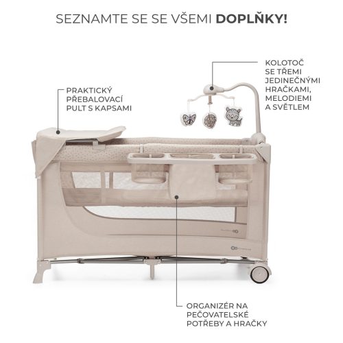 KINDERKRAFT Utazóágy Joy 2 kiegészítőkkel Beige