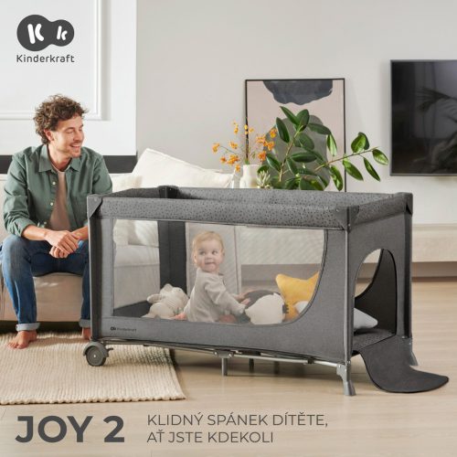KINDERKRAFT Utazóágy Joy 2 Dark grey