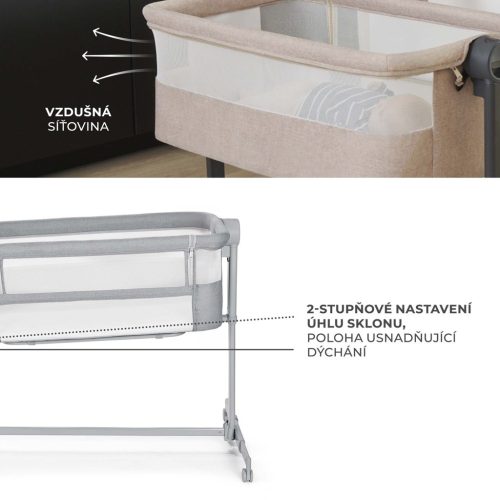 KINDERKRAFT Gyerekágy állítható Nestee Up2 Full Light Grey