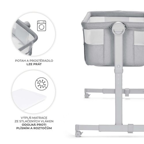 KINDERKRAFT Gyerekágy állítható Nestee Up2 Full Light Grey