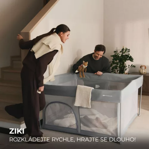 KINDERKRAFT Összecsukható gyerek járóka Ziki Light Grey
