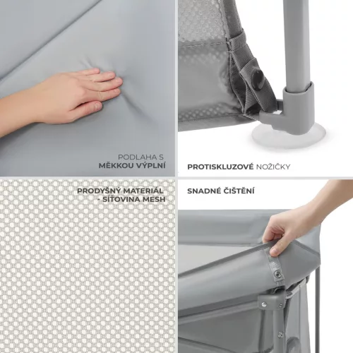 KINDERKRAFT Összecsukható gyerek járóka Ziki Light Grey