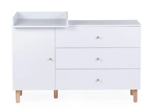 Childhome Wonder White - Komód - 3 fiók + 1 ajtó + pelenkázó egység