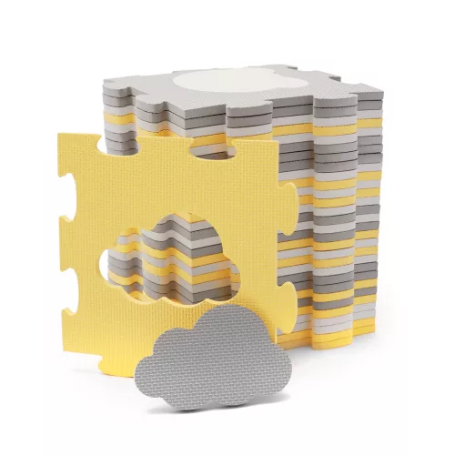 KINDERKRAFT Habosított puzzle alátét Luno Shapes 185 x 165 cm Sárga, 30db, Prémium