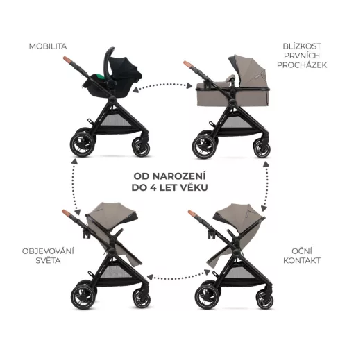 KINDERKRAFT Kombinált babakocsi 3 az 1-ben Esme Sand Beige