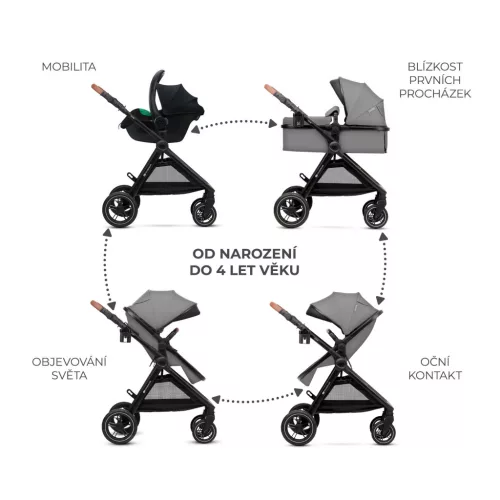 KINDERKRAFT Kombinált babakocsi 3 az 1-ben Esme Moonlight Grey