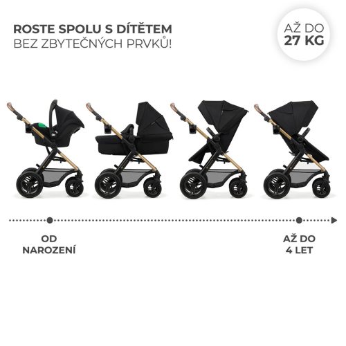 KINDERKRAFT Babakocsi kombinált  Moov 2 Air 3 az 1-ben Pure Black