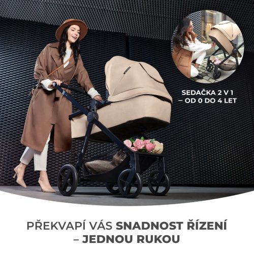 KINDERKRAFT Babakocsi kombinált 4 az 1-ben Newly Classic Black + Mink PRO
