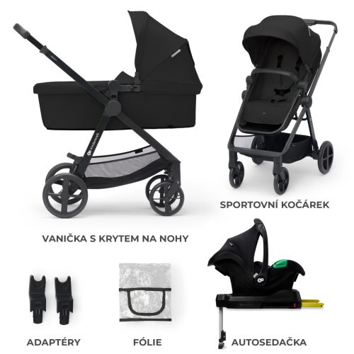 KINDERKRAFT Babakocsi kombinált 4 az 1-ben Newly Classic Black + Mink PRO