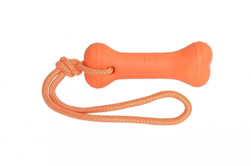 AD094 Játék csont EVA anyagból 20  cm+ fogantyú narancs színben vízen lebegő