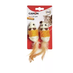   AG013/B Egérkék tollas farkincával Sisal 7 cm 2 db-os csomag