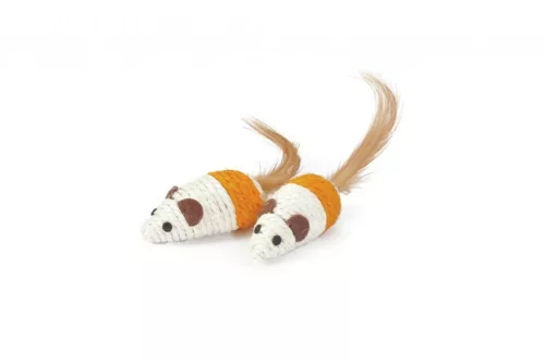 AG013/B Egérkék tollas farkincával Sisal 7 cm 2 db-os csomag
