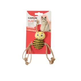   AG0403 PLAY Meow Színes méhecskék poliészter és szizál macskajáték matibival és mentával 10 cm
