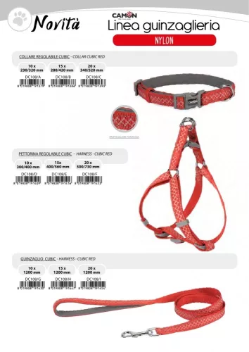 DC108/F Hám fényvisszaverős varrással "Cubic" piros 2*50-73 cm - M