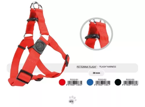 F035/01 Állítható nylon hám 38 mm piros