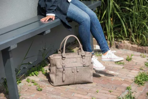 Pelenkázó táska Monaco Braided taupe szürkés-barna