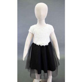 Tüllös fekete-fehér alkalmi kislány ruha