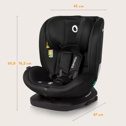 LIONELO Bastiaan i-Size autósülés (40-150 cm) Fekete Szürke