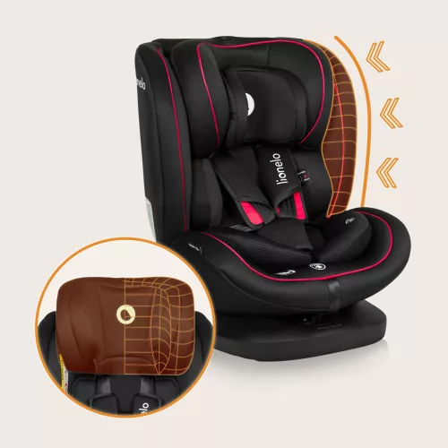 LIONELO Bastiaan i-Size autósülés (40-150 cm) Fekete Piros