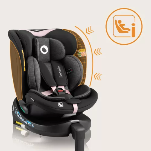 LIONELO Autósülés Navy i-Size (40-150 cm) Fekete Rózsaszín