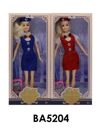 Baba vékony estélyi ruhában, két színben, 26x34 cm méretben.