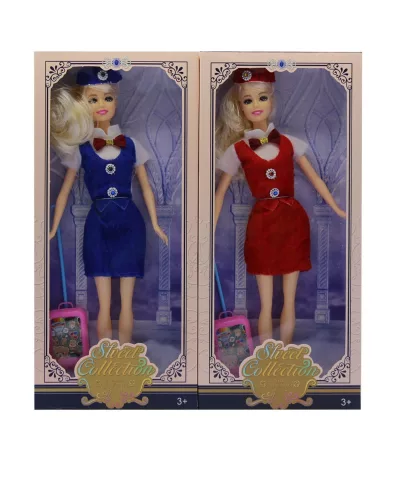 Baba vékony estélyi ruhában, két színben, 26x34 cm méretben.