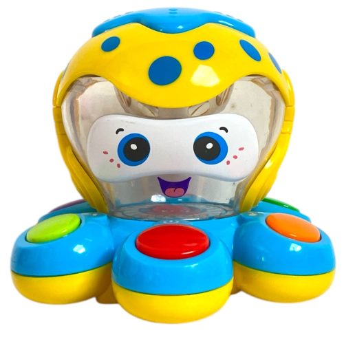 Projektor, el.,polip forma, zenélő bébi játék, 2 szín, 13x13 cm dob.