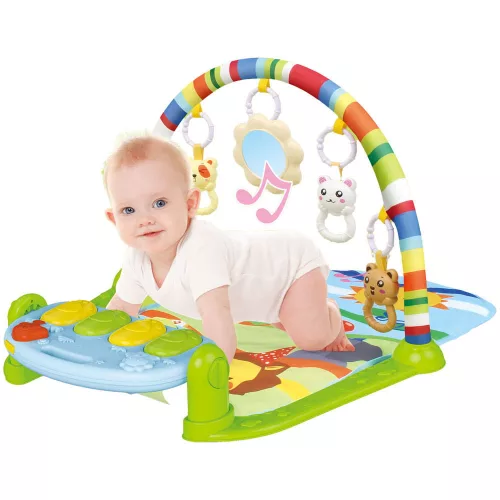 Bébi torna, el., zenél, + taposó zongora, szőnyeg, 47x30 cm dob.
