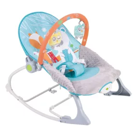   Bébi ringatószék, el., rezeg, állítható + 2 csörgő, 54x39 cm dob.
