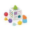 Ügyességi formakereső kocka gyerekeknek, 12x12 cm méretben.