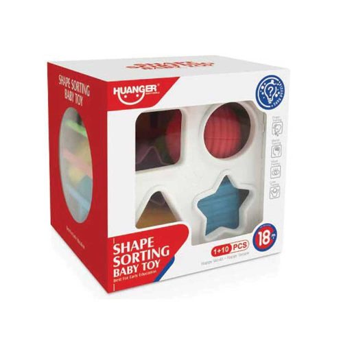 Ügyességi formakereső kocka gyerekeknek, 12x12 cm méretben.