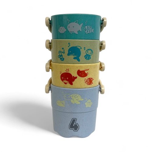 Kádjáték klt., kifolyós vödör, 4 db, 7x18 cm hálós