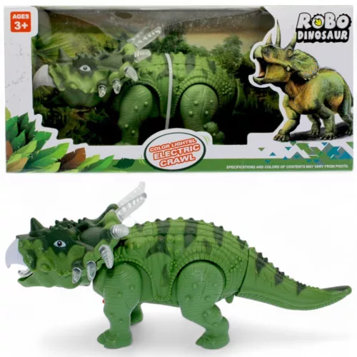 Dínó játék, hang- és fényhatásokkal, 3 színben, 26x12 cm.