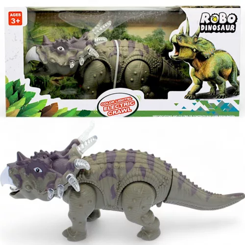 Dínó játék, hang- és fényhatásokkal, 3 színben, 26x12 cm.