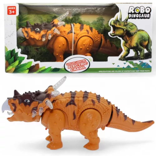 Dínó játék, hang- és fényhatásokkal, 3 színben, 26x12 cm.