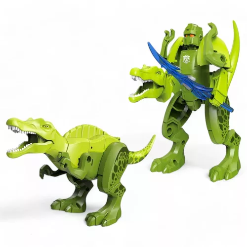 Robottá alakítható dínó, 2 színben, 20x18 cm méretben.