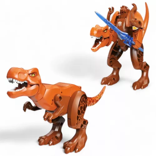 Robottá alakítható dínó, 2 színben, 20x18 cm méretben.