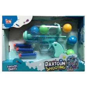   Szivacs lövedék és labdakilövő pisztoly klt., 3 lövedék, SZ, 5 labda, 28,5x19 cm dob.