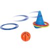 Színes karikadobáló készlet labdával és pumpával, 16x16 cm.