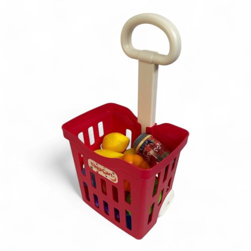 Zöldség-gyümölcs bevásárlókocsi gyerekeknek, 20x37x15 cm